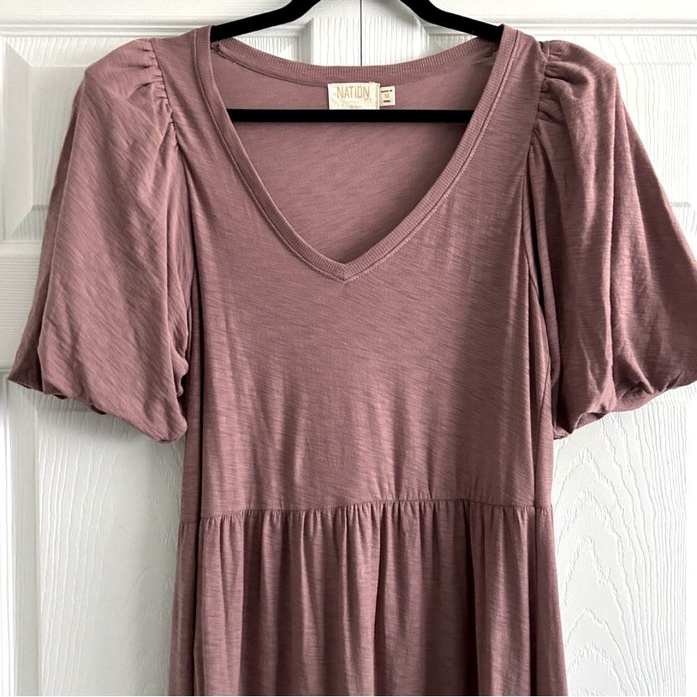 NATION LTD Geri Peasant Tiered Puff Sleeve Midi Dress Medium - Picture 5 of 10